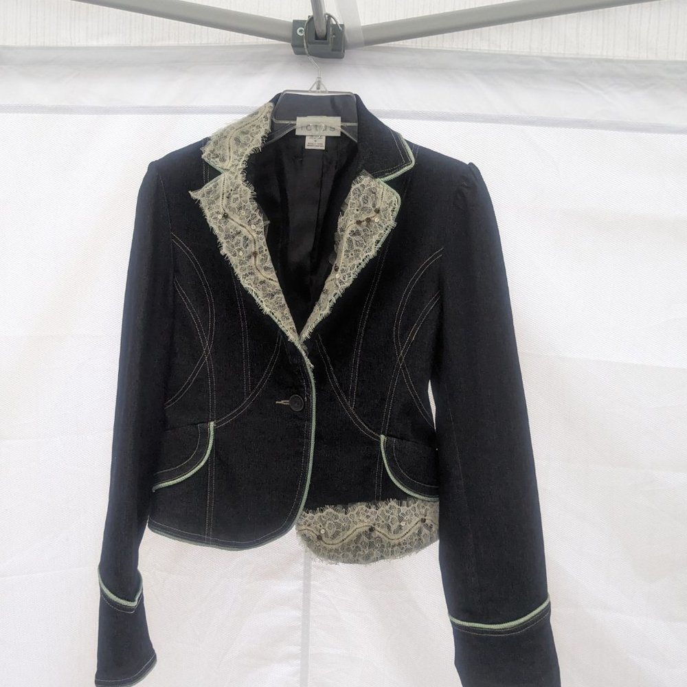 Lotus Lace Embellished Jean Jacket